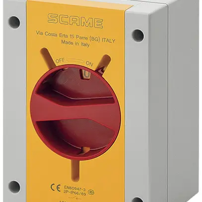 Interrupteur rotatif AP Scame 20A 690V 0/4L manette ro/jn 110×150×87mm IP66 