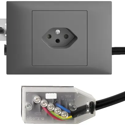 Presa INS EDIZIOdue T13 L3 grigio scuro 45…69mm per cavo Technofil 