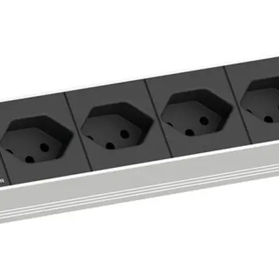 Presa multipla 19" BACHMANN 7×T13 2m con parasovratensione 1UA nero 