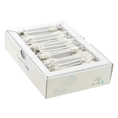 SLIM Câbles patch: 10cm, blanc, 50-Pack Cat.6A, U/FTP, LSOH, jack non sécable 