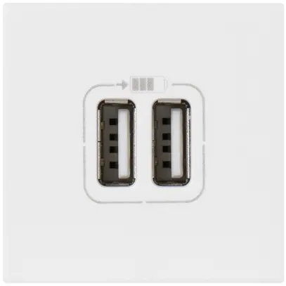 Prise de charge USB MOS 2 modules, double blanc 