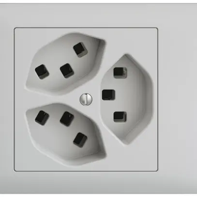 Prise INC 3×T23 16A 53mm, EDIZIOdue gris clair, avec bornes enf. 