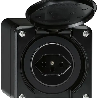 Prise AP robusto type 23 noir avec bornes à fiches 