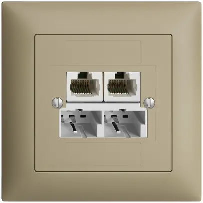 Scatola INC SOHO 2×TT/2×RJ45/u sep.ITplus EDIZIOdue sand 