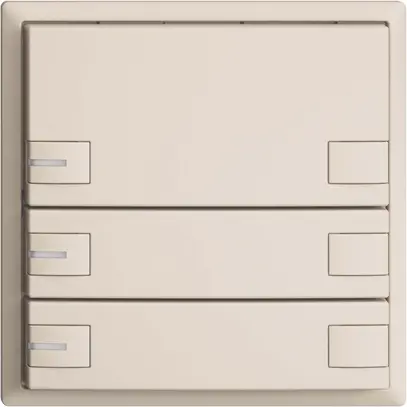 Pulsante KNX RGB EDUE, 250mW, c.LED RGB, 3×pulsante, com.2×tasti, crema 