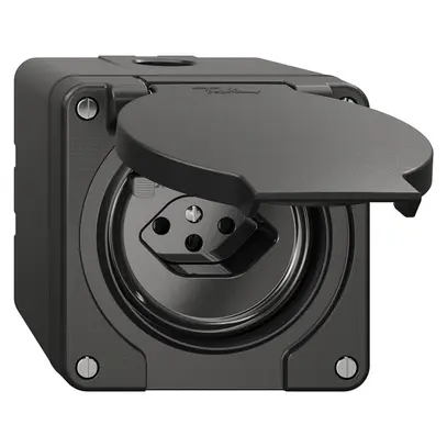 Prise FI NAP NEVO, 30mA, type 13, a.shutter, a.bornes de raccordement, noir 