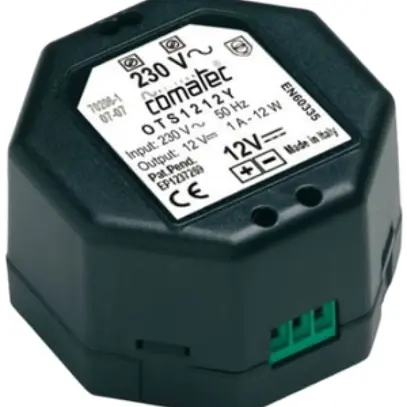 Alimentazione INS Comatec OTS, IN: 230VAC, OUT: 12VDC/12W, morsetti a vite 