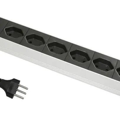 Presa multipla 19" Elcase, 8×T13, 3m T13, 1UA, Al nero 