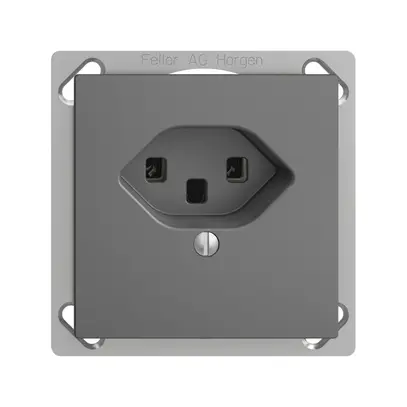 Prise INC EDIZIOdue T23 16A gris foncé, bornes à vis 