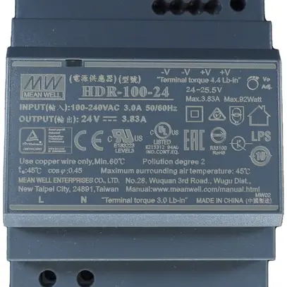 Alimentazione AMD MEAN WELL HDR-100-24, IN: 85…264VAC, OUT: 24VDC/92W, 4UM 