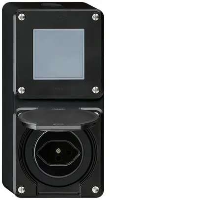 Combinazione AP Hager robusto I-I verticale 3/1L+tipo 13, nero 