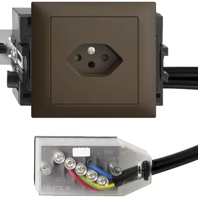 Prise INC EDIZIOdue T13 L2 coffee 49…69mm pour câble plat Technofil 
