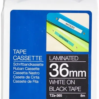 Cassette ruban Brother TZe-365 36mm×8m, noir/blanc 