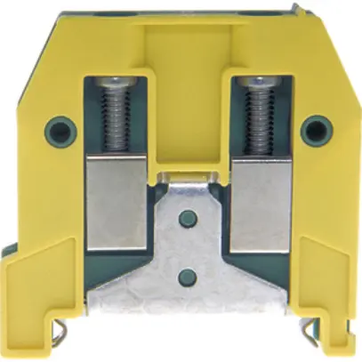 Borne de terre joignable Woertz 4…10mm² vis 2×1 rail DIN 35mm vert/jaune 