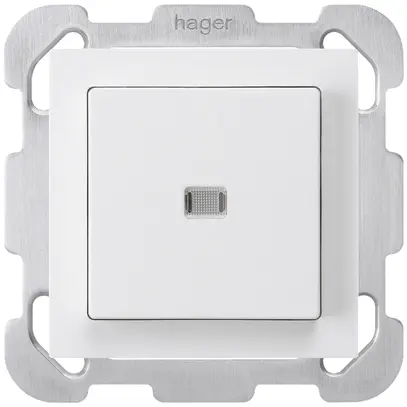 Interrupteur poussoir lumineux ENC kallysto 6/1P blanc avec plaque de fixation 