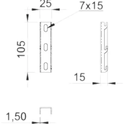 Profilo d'aggancio Bettermann 105mm zincato 