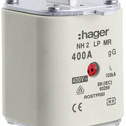 Fusibile HPC Hager DIN2 400VAC 400A gG/gL segnalatore centrale inossidabile 