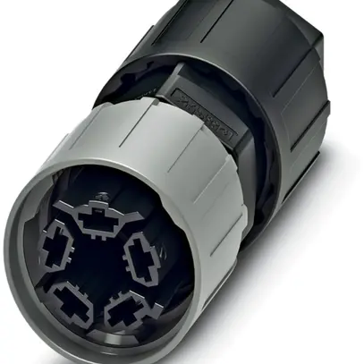 Steckverbinder QUICKON 4LPE 1.5mm² Ø5…10mm mit Mutter schwarz/grau 