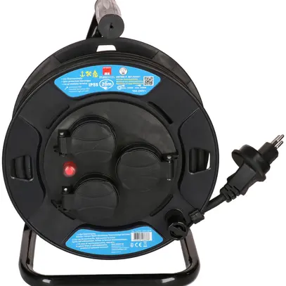 Avvolgicavo MAX HAURI materia sintetica 230V 10A 3×T13 20m 3×1.5mm² IP55 nero 