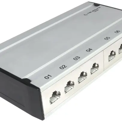 Patch box mini 8×RJ45s cat.6 STP, grigio alluminio, schermato 