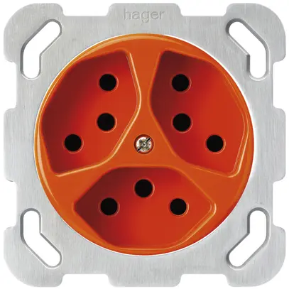 Insert pour prise ENC basico 3×type 13 avec plaque de fixation orange 