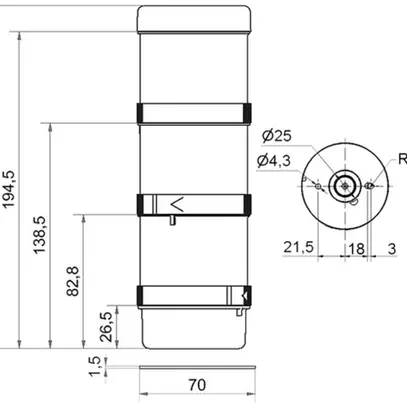 Colonne de signalisation WERMA KS72 Design BWM, 24VAC/DC, vert/jaune/rouge 