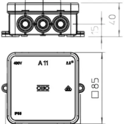 Scatola di derivazio.AP BET A11 vuota grigio chiaro, senza alogeno IP54 BET 