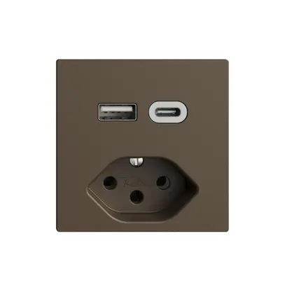 Presa USB tipo A+C + tipo 13 Feller EDIZIOdue F 230V 3000mA coffee 