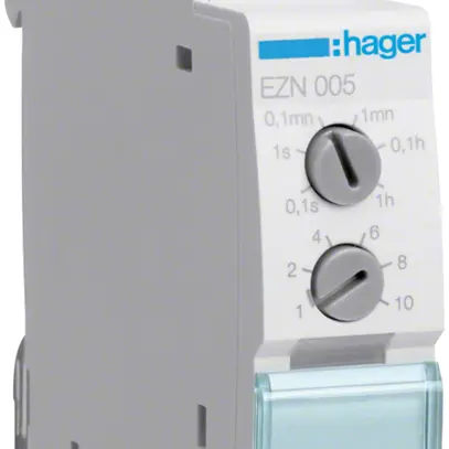 Relè a tempo Hager EZN005 1 canale 1 contatto invertitore 1W 1A 