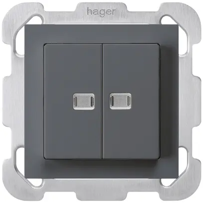 Pulsante luminoso INC kallysto 2×AR/1P 2 lenti antracite piastra di fissaggio 