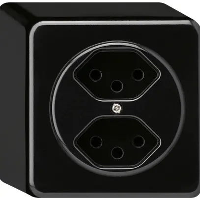 Prise AP basico 2×type 13 noir h=54mm 