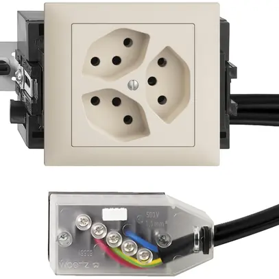 Presa INS EDIZIOdue 3×T13 L3 crema, 49…69mm per cavo Technofil 