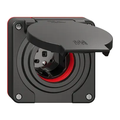 Presa NEVO N.CO 1×T25, IP55 secondo SN 441011, c.guarnizione rossa, nero 