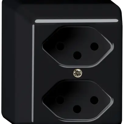 Prise AP basico 2×type 13 noir 