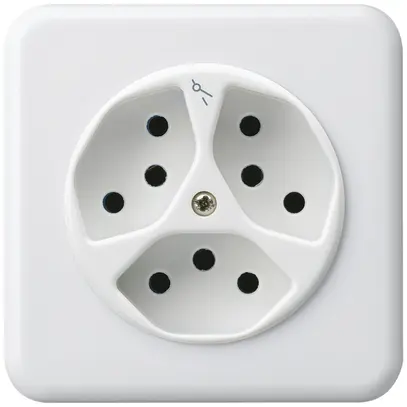 Prise ENC basico 3×type 13/1 blanc avec sécurité enfants 