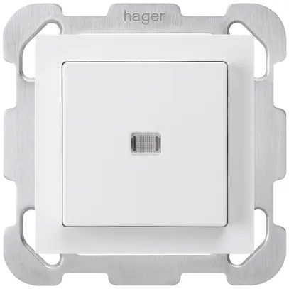 Contact à poussoir lumineux ENC kallysto AR/2P blanc avec plaque de fixation 