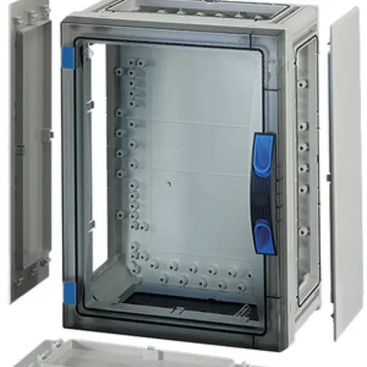 Coffret d'appareil Hensel FP 0241 gris vide a.porte transpa.fermée 276×366×186mm 