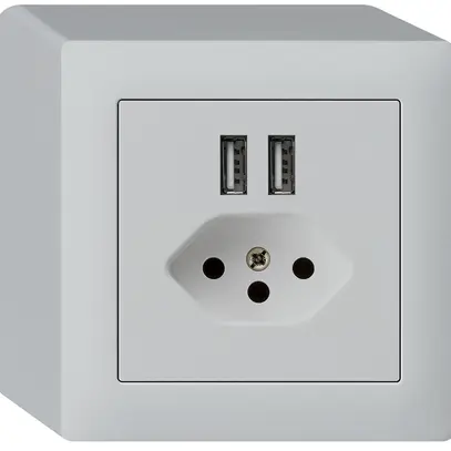 Prise AP 2×USB & T13 kallysto Q 2400mA gris clair 