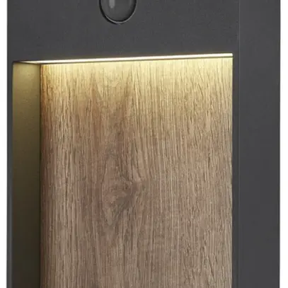 LED-Wandleuchte SLV FLATT SENSOR 16W 3000K 600lm IP54 anthrazit/Holz 