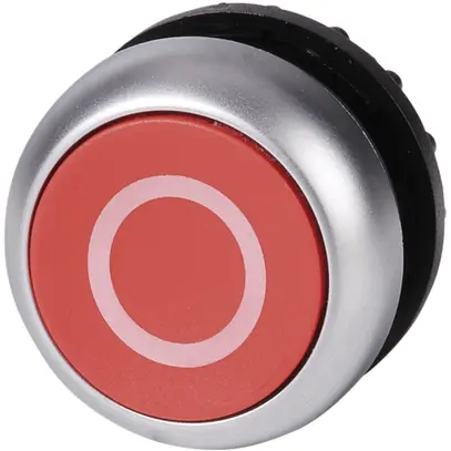 Bouton-poussoir ETN RMQ plat O rouge, à rappel, anneau chromé 