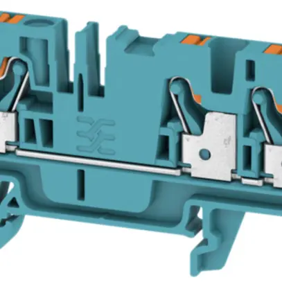 Morsetto di passaggio Weidmüller A3C PUSH IN 4mm² 3 contatti TS35 blu 