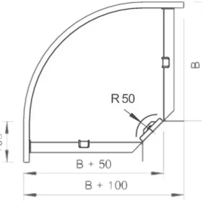 Coude 90° Bettermann 60×200mm acier inoxydable 