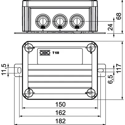 Boîte de dérivation Bettermann E30-E90 informatique 4×4mm² 150×116×67mm or 