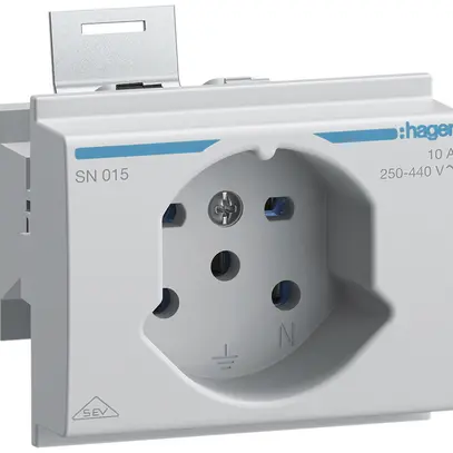 Prise INC Hager type 15 pour montage DIN avec bornes à vis gris 