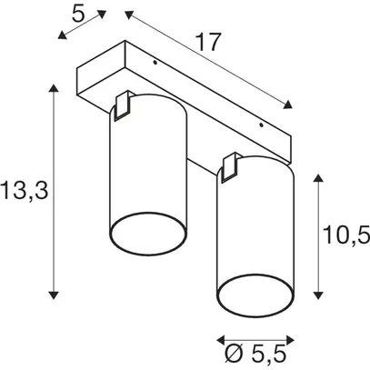 Plafonnier SLV KAMI GU10 2×0…10W 170×125mm blanc 