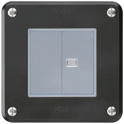 Contact à poussoir ENC robusto IP55 2×1P noir 1×lumineux pour combinaison 