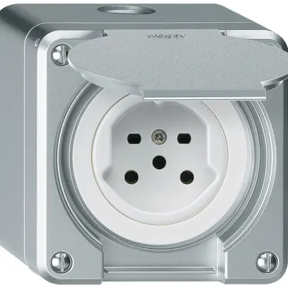 Prise AP HA robusto type 15 avec bornes enfichables avec couvercle aluminium 