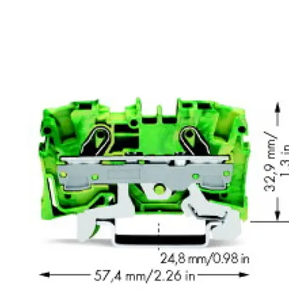 Borne de passage WAGO TOPJOB S 6mm² 2L vert/jaune série 2006 