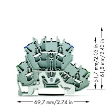 Borne 2 étages WAGO TopJob-S 2.5mm² PE/N gris série 2002 