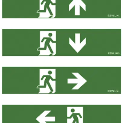 Set de pictogrammes ESYLUX SLA 14m flèche d/g/b/h 350×85mm 